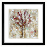 Abstract floral artwork framed in a sleek black mat, showcasing vibrant colors and intricate patterns, perfect for modern home decor or office spaces.