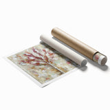 Rolled print showcasing vibrant abstract floral design in soft pastels and bold colors, ideal for modern home decor, elegantly packaged in a protective tube.