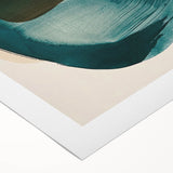 Abstract minimalist wall art on rolled canvas, showcasing soft pastel colors and geometric patterns, elegantly packaged in a protective cardboard tube. Ideal for modern home decor.