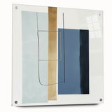 Minimalist Abstract Wall Art – Soft Blue & Gold Geometric Canvas