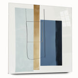 Minimalist Abstract Wall Art – Soft Blue & Gold Geometric Canvas