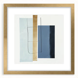 Minimalist Abstract Wall Art – Soft Blue & Gold Geometric Canvas