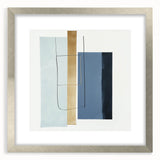 Minimalist Abstract Wall Art – Soft Blue & Gold Geometric Canvas