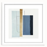 Minimalist Abstract Wall Art – Soft Blue & Gold Geometric Canvas