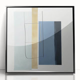 Minimalist Abstract Wall Art – Soft Blue & Gold Geometric Canvas