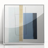 Minimalist Abstract Wall Art – Soft Blue & Gold Geometric Canvas