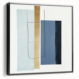 Minimalist Abstract Wall Art – Soft Blue & Gold Geometric Canvas