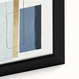 Minimalist Abstract Wall Art – Soft Blue & Gold Geometric Canvas