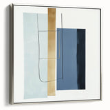 Minimalist Abstract Wall Art – Soft Blue & Gold Geometric Canvas