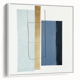 Minimalist Abstract Wall Art – Soft Blue & Gold Geometric Canvas