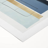 Minimalist Abstract Wall Art – Soft Blue & Gold Geometric Canvas