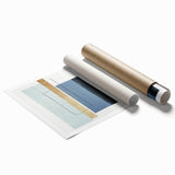 Minimalist Abstract Wall Art – Soft Blue & Gold Geometric Canvas