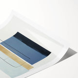 Minimalist Abstract Wall Art – Soft Blue & Gold Geometric Canvas