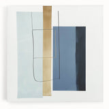 Minimalist Abstract Wall Art – Soft Blue & Gold Geometric Canvas