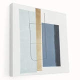 Minimalist Abstract Wall Art – Soft Blue & Gold Geometric Canvas
