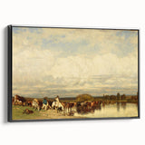 Romanticism Art: Cows Crossing a Ford by Jules Dupré - Classic Print