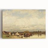 Romanticism Art: Cows Crossing a Ford by Jules Dupré - Classic Print