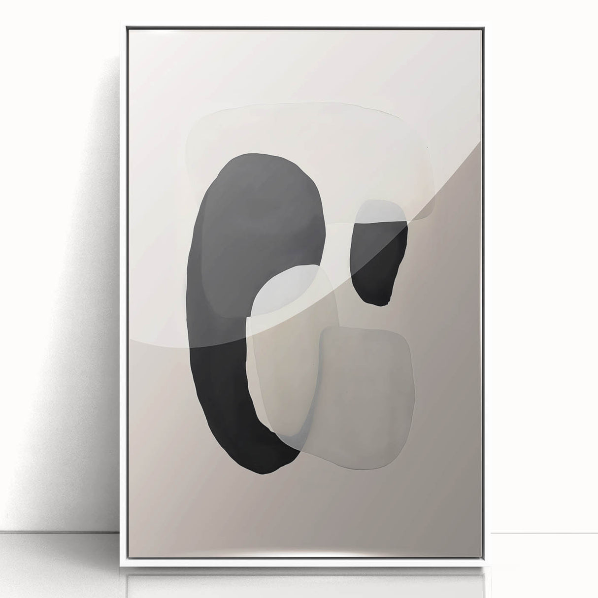 Canvas Art for Dining Area – Abstract Black and Beige Wall Print