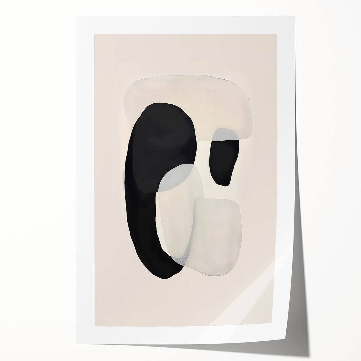 Canvas Art for Dining Area – Abstract Black and Beige Wall Print