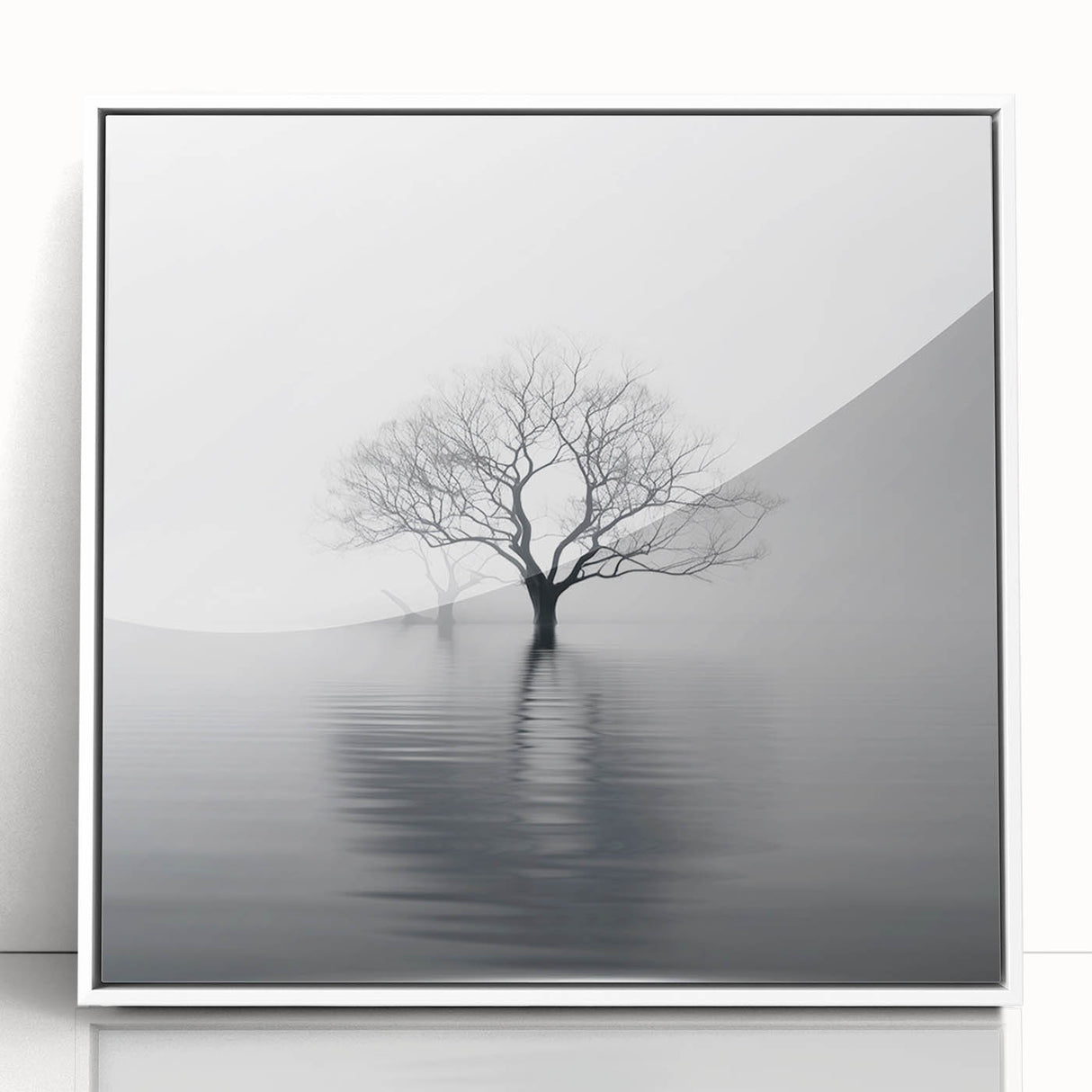 Minimalist Black & White Tree Wall Art - Modern Canvas Print