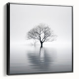 Minimalist Black & White Tree Wall Art - Modern Canvas Print