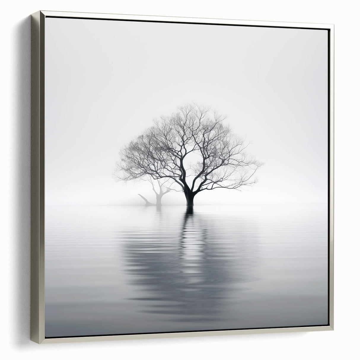 Minimalist Black & White Tree Wall Art - Modern Canvas Print
