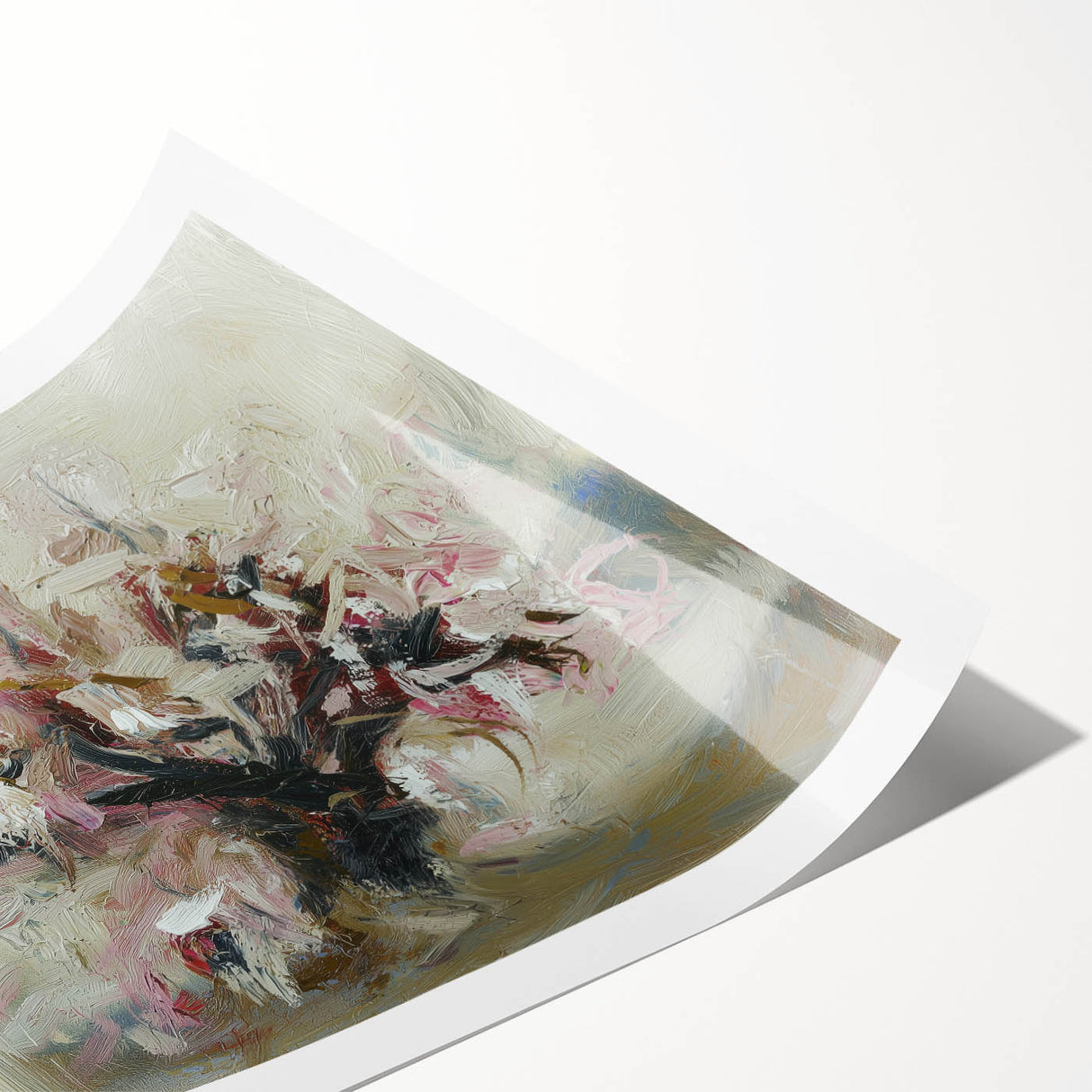Vibrant abstract floral design on a rolled canvas print, showcasing bold colors and intricate patterns, ideal for home decor or art enthusiasts. Packaged securely in a durable tube for safe delivery.