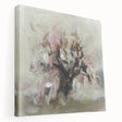 Stretched canvas artwork showcasing abstract floral designs in vibrant colors, featuring intricate details and a side view presentation, ideal for home decor.