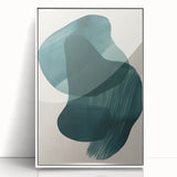 Framed acrylic wall art showcasing an abstract minimalist design with soft white tones, perfect for modern home decor, enhancing any living space's aesthetic appeal.