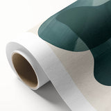 Abstract minimalist wall art on rolled canvas, showcasing soft pastel colors and geometric shapes, elegantly packaged in a protective tube for easy display.