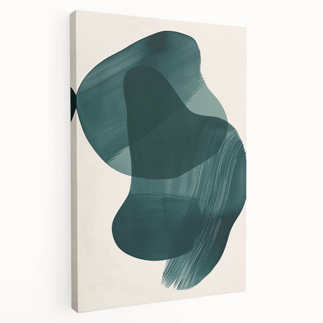 Abstract minimalist wall art on stretched canvas showcasing soft pastel colors and geometric shapes, perfect for modern home decor or office spaces.