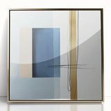 Large Abstract Wall Art – Bold Blue & Gold Minimalist Canvas Design