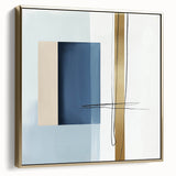 Large Abstract Wall Art – Bold Blue & Gold Minimalist Canvas Design