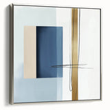 Large Abstract Wall Art – Bold Blue & Gold Minimalist Canvas Design