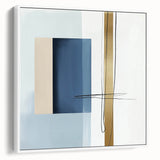 Large Abstract Wall Art – Bold Blue & Gold Minimalist Canvas Design