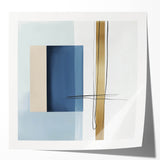 Large Abstract Wall Art – Bold Blue & Gold Minimalist Canvas Design