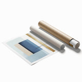 Large Abstract Wall Art – Bold Blue & Gold Minimalist Canvas Design