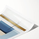 Large Abstract Wall Art – Bold Blue & Gold Minimalist Canvas Design