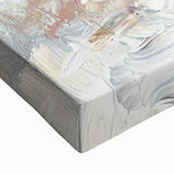 Close-up of an abstract floral stretched canvas artwork showcasing vibrant colors and intricate patterns, ideal for modern home decor and art enthusiasts.