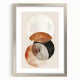 Abstract minimalist wall art framed in silver with a white mat, showcasing a contemporary design perfect for modern home decor, enhancing any living space.