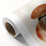 Abstract minimalist wall art on rolled canvas, showcasing a blend of soft pastel colors and geometric shapes, perfect for modern home decor. The piece is elegantly packaged in a durable cardboard tube, ensuring safe delivery.