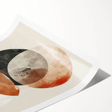 Abstract minimalist wall art print showcasing soft pastel colors and geometric shapes, rolled and ready for display, emphasizing modern interior design aesthetics.