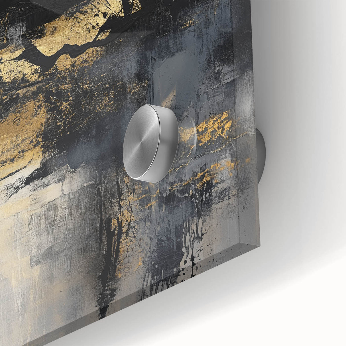 Colorful Abstract Wall Art – Bold Black, Gold & Gray Textured Canvas