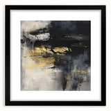 Colorful Abstract Wall Art – Bold Black, Gold & Gray Textured Canvas