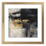 Colorful Abstract Wall Art – Bold Black, Gold & Gray Textured Canvas
