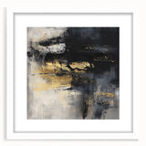 Colorful Abstract Wall Art – Bold Black, Gold & Gray Textured Canvas