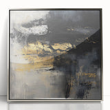 Colorful Abstract Wall Art – Bold Black, Gold & Gray Textured Canvas