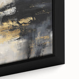 Colorful Abstract Wall Art – Bold Black, Gold & Gray Textured Canvas