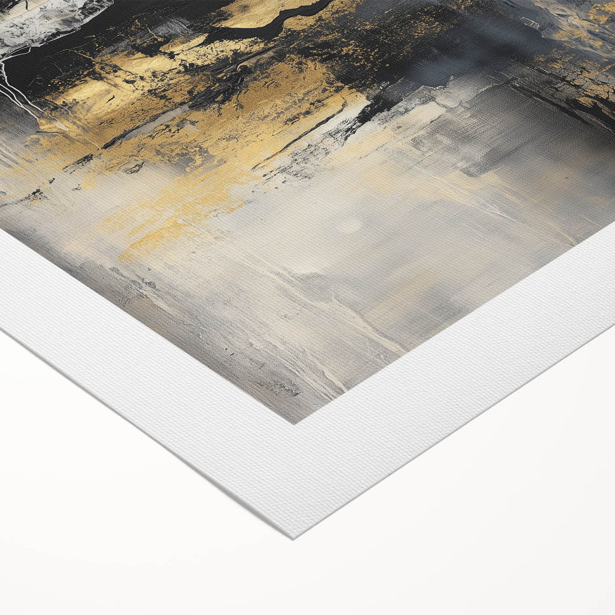 Colorful Abstract Wall Art – Bold Black, Gold & Gray Textured Canvas