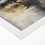 Colorful Abstract Wall Art – Bold Black, Gold & Gray Textured Canvas